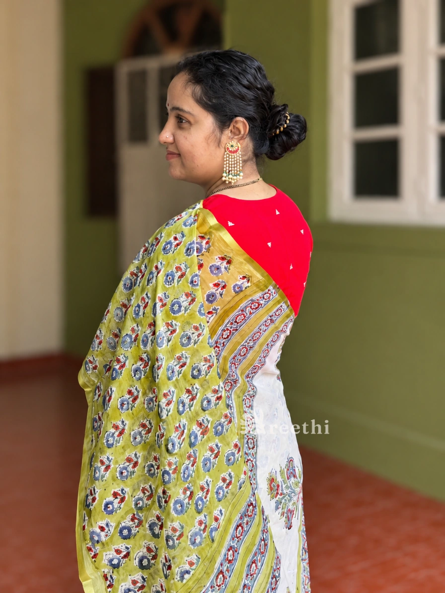 Double Diamond Chiffon Hand Block Print